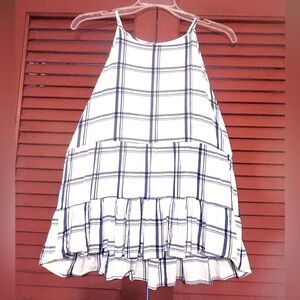 Maurices white plaid babydoll tank top